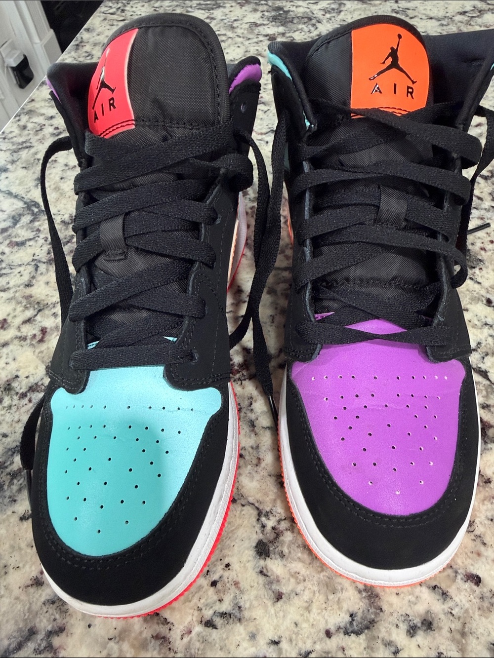 Nike Kids Sneakers Black with Teal, Purple & Orange Accents